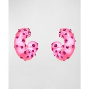Oscar de la Renta Neon Pink Baby Crystal Puff Earrings